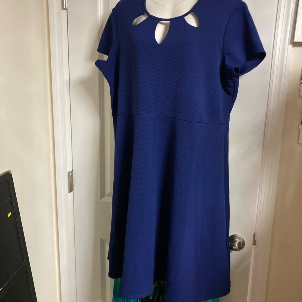 Navy Slinky Brand ALine Dress- 1X